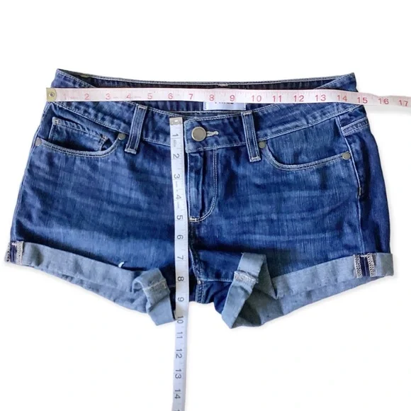 PAIGE Jimmy Jimmy Shorts Woman’s Size 25 Blue Cuffed Hem Sold Out on Revolve - Picture 12 of 13